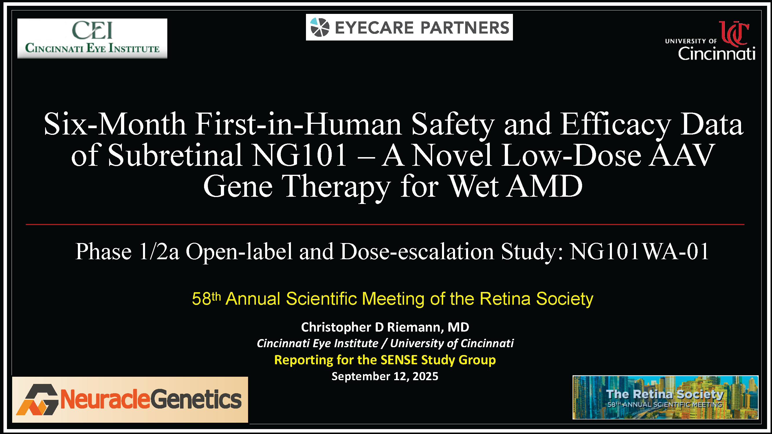 [Poster - Retina Society  2025] Six-Month First-in-Human Safety and Efficacy Data of Subretinal NG101 – A Novel Low-Dose AAV Gene Therapy for Wet AMD